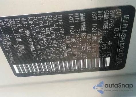 2021 Nissan Rogue Sl Intelligent Awd from USA, damaged, VIN JN8AT3CB3MW241407